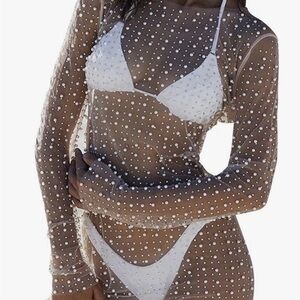 Sheer Pearl-Embellished Cover-Up (never worn, brand new)